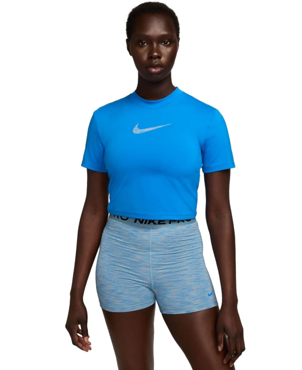 NIKE PRO Women's Dri-FIT Short-Sleeve Cropped Top XS Royal Blue Tshirt NWT